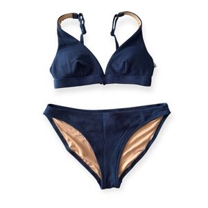 Old Navy textured dot navy bikini set